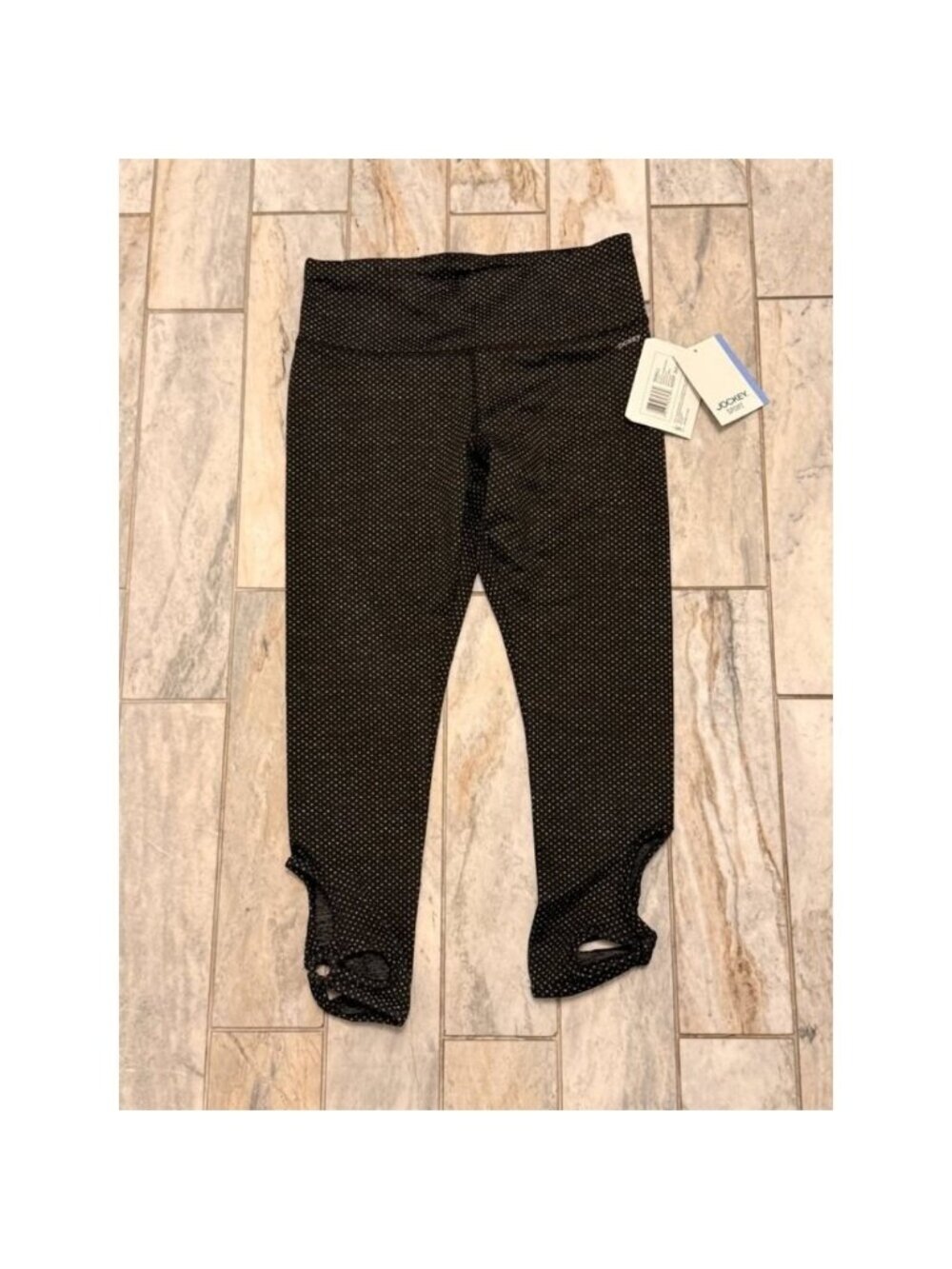 NEW Jockey women's small black w/white dots 7/8 ankle legging Retails $40